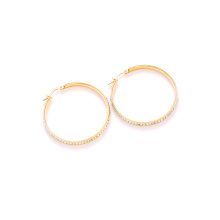 E-587 xuping moda Rhinestone 24K color oro diseño simple Pendientes de aro de mujer